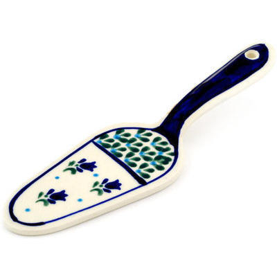 Polish Pottery Pie and Cake Server 7&quot; Violet Tulips