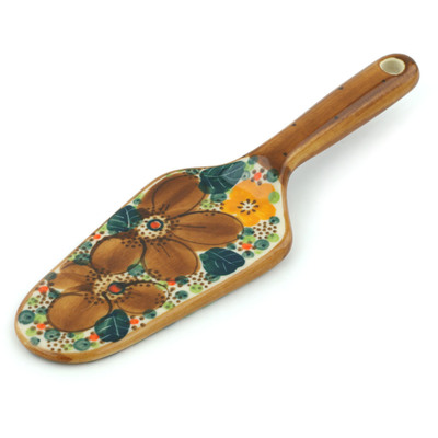 Polish Pottery Pie and Cake Server 8&quot; Fall Forever UNIKAT