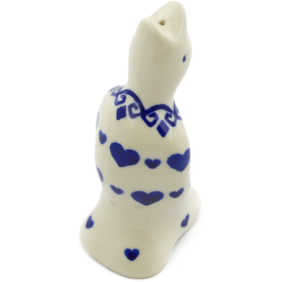 Polish Pottery Pie Bird 3&quot; Blue Valentine Hearts