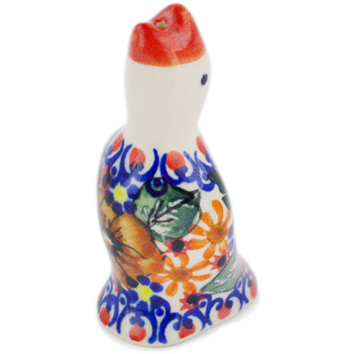 Polish Pottery Pie Bird 3&quot; Mauve Poppies UNIKAT
