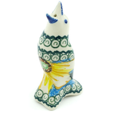 Polish Pottery Pie Bird 4&quot; Black Eyed Susan UNIKAT