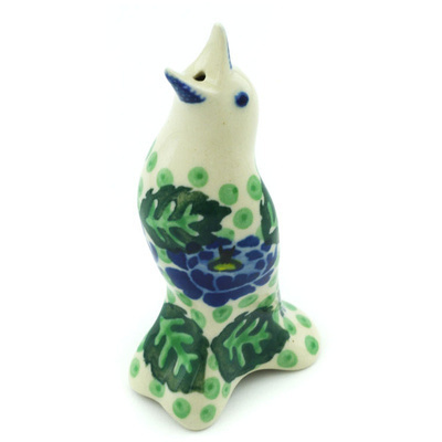 Polish Pottery Pie Bird 4&quot; Blue Bliss