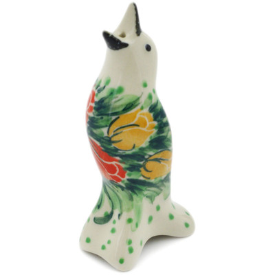 Polish Pottery Pie Bird 4&quot; Breathtaking Tulips UNIKAT