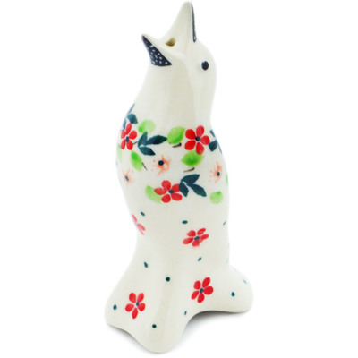 Polish Pottery Pie Bird 4&quot; Festive Mistletoe UNIKAT