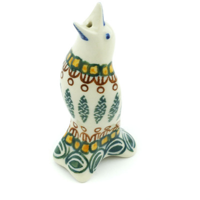 Polish Pottery Pie Bird 4&quot; Forest Tranquility