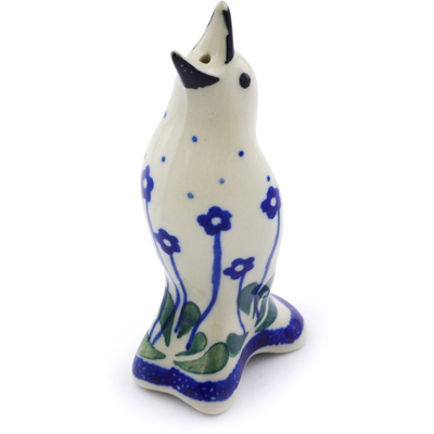 Polish Pottery Pie Bird 4&quot; Forget-me-not Peacock