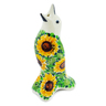 Polish Pottery Pie Bird 4&quot; Sunflower Bliss UNIKAT