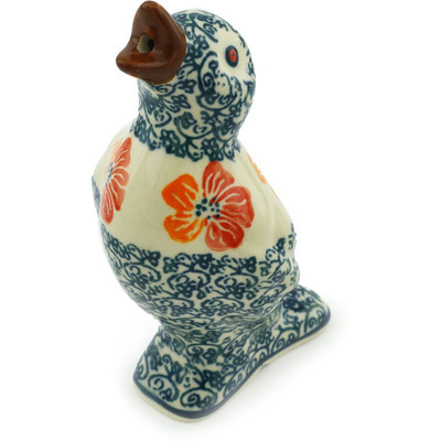 Polish Pottery Pie Bird 5&quot; Garden Gladiolus