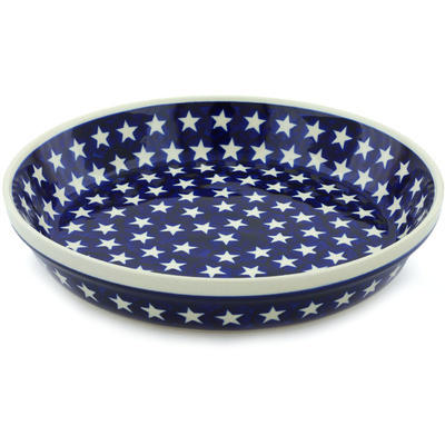 Polish Pottery Pie Dish 10&quot; America The Beautiful