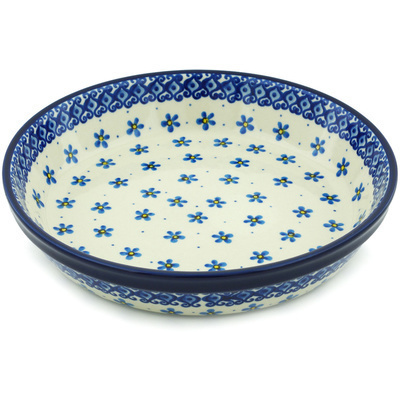 Polish Pottery Pie Dish 10&quot; Flower Doodle