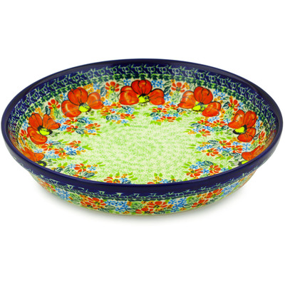 Polish Pottery Pie Dish 10&quot; Garden Meadow UNIKAT