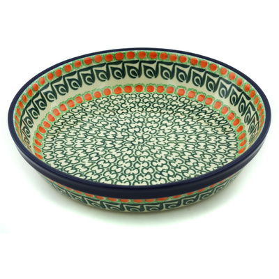 Polish Pottery Pie Dish 10&quot; Orange Tree