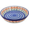 Polish Pottery Pie Dish 10&quot; Peach Spring Daisy