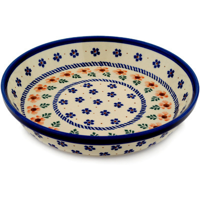 Polish Pottery Pie Dish 10&quot; Peachy Keen