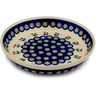 Polish Pottery Pie Dish 10&quot; Tulip Pair Peacock