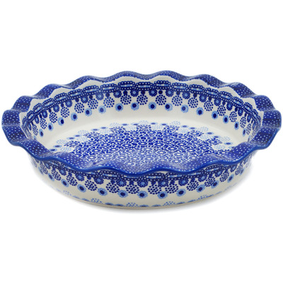 Polish Pottery Pie Dish 11&quot; Deep Sea Diving UNIKAT