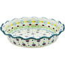 Polish Pottery Pie Dish 11&quot; Flowers And Ladybugs