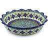 Polish Pottery Pie Dish 8&quot; Gingham Flowers
