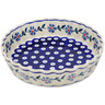 Polish Pottery Pie Dish 8&quot; Peacock Forget-me-not