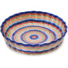 Polish Pottery Pie Dish 8&quot; Rainbow Chains UNIKAT