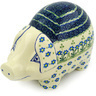 Polish Pottery Pig Figurine 10&quot; Blue Daisy Circle