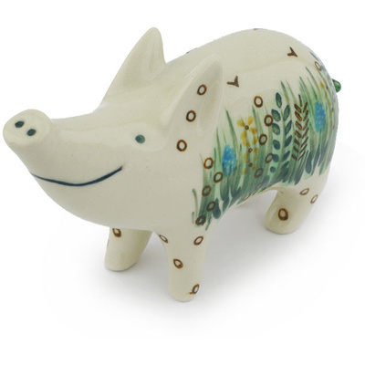 Polish Pottery Pig Figurine 5&quot; Prairie Land UNIKAT