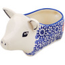 Polish Pottery Pig Shaped Jar 6&quot; Bullseye UNIKAT