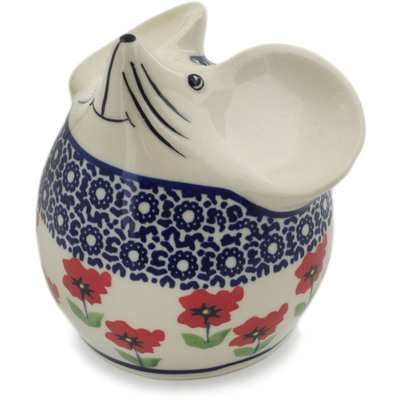 Polish Pottery Piggy Bank 4&quot; Wind-blown Poppies