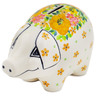 Polish Pottery Piggy Bank 5&quot; Bright Spring UNIKAT