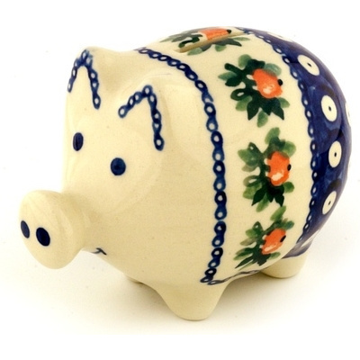 Polish Pottery Piggy Bank 5&quot; Juicy Apple