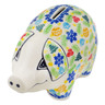 Polish Pottery Piggy Bank 5&quot; Winter Sprinkles UNIKAT
