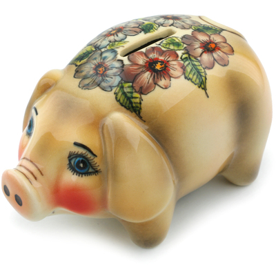 Polish Pottery Piggy Bank 6&quot;