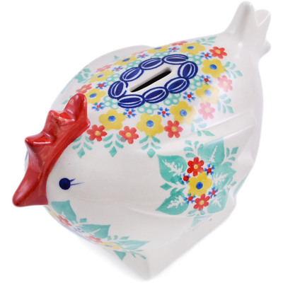 Polish Pottery Piggy Bank 8&quot; Mint Cluster