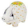 Polish Pottery Piggy Bank 9&quot; Bright Spring UNIKAT