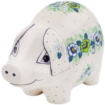 Polish Pottery Piggy Bank 9&quot; Into Spring