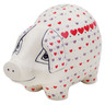 Polish Pottery Piggy Bank 9&quot; Love All Around
