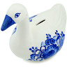 Faience Piggy Bank 9&quot; Retro Cobalt