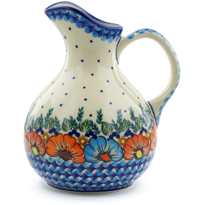 Polish Pottery Pitcher 10 Cup Bold Poppies