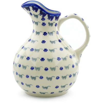 Polish Pottery Pitcher 10 Cup Boo Boo Kitty Paws