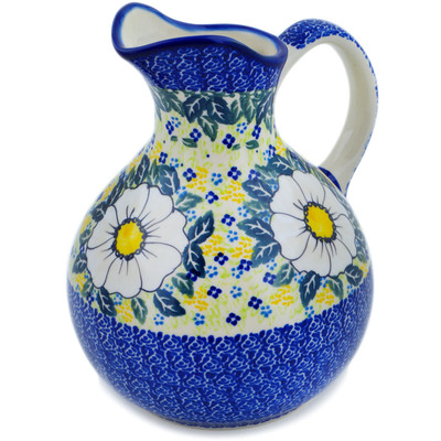 Polish Pottery Pitcher 10 Cup Floral Fantasy UNIKAT