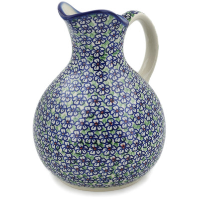 Polish Pottery Pitcher 10 Cup Flower Bouquet