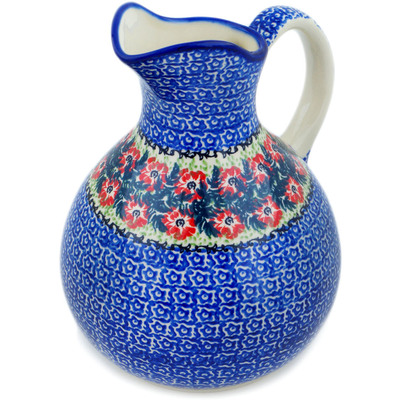 Polish Pottery Pitcher 10 Cup Front Porch Blooms
