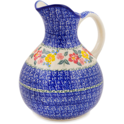 Polish Pottery Pitcher 10 Cup Hibiscus Haven