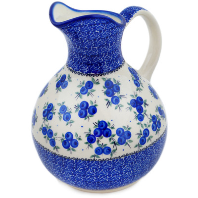 Polish Pottery Pitcher 10 Cup Lovely Blueberries