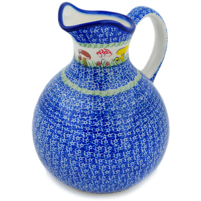 Polish Pottery Pitcher 10 Cup Mushroom Garden