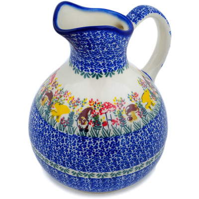 Polish Pottery Pitcher 10 Cup Mushroom Love UNIKAT