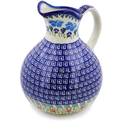 Polish Pottery Pitcher 10 Cup Pansy Morning