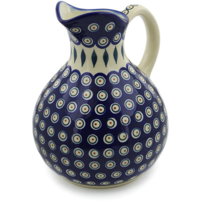 Polish Pottery Pitcher 10 Cup Peacock