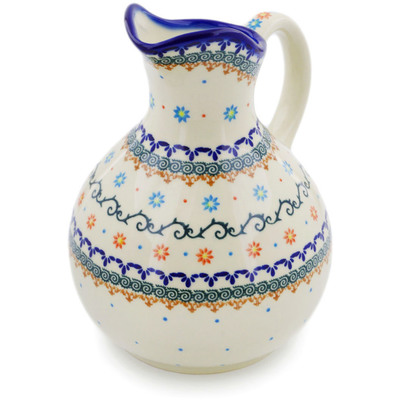 Polish Pottery Pitcher 10 Cup Sunflower Dance
