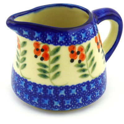 Polish Pottery Pitcher 10 oz Red Berries